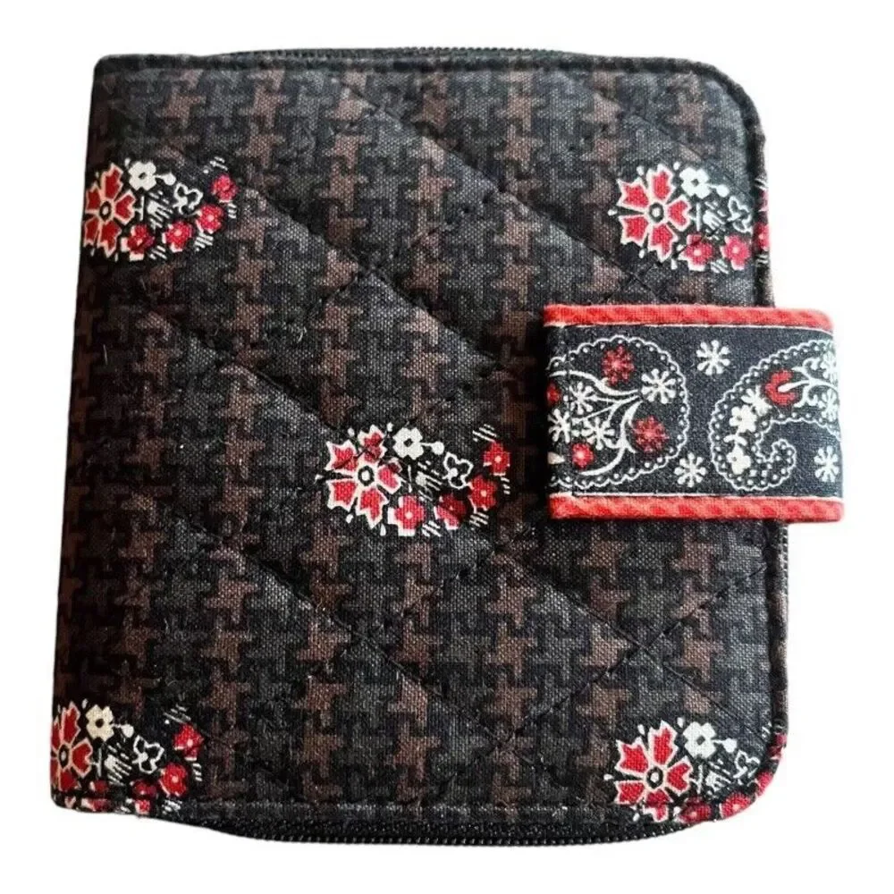 Vera Bradley Wristlet Wallet Brown‎ Houndstooth Paisley Pattern Zipper NWT
